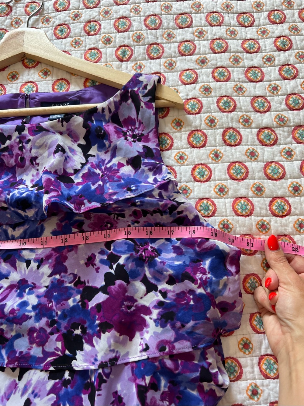 Chaps Purple Floral Tiered Midi Dress - Picture 5 of 7